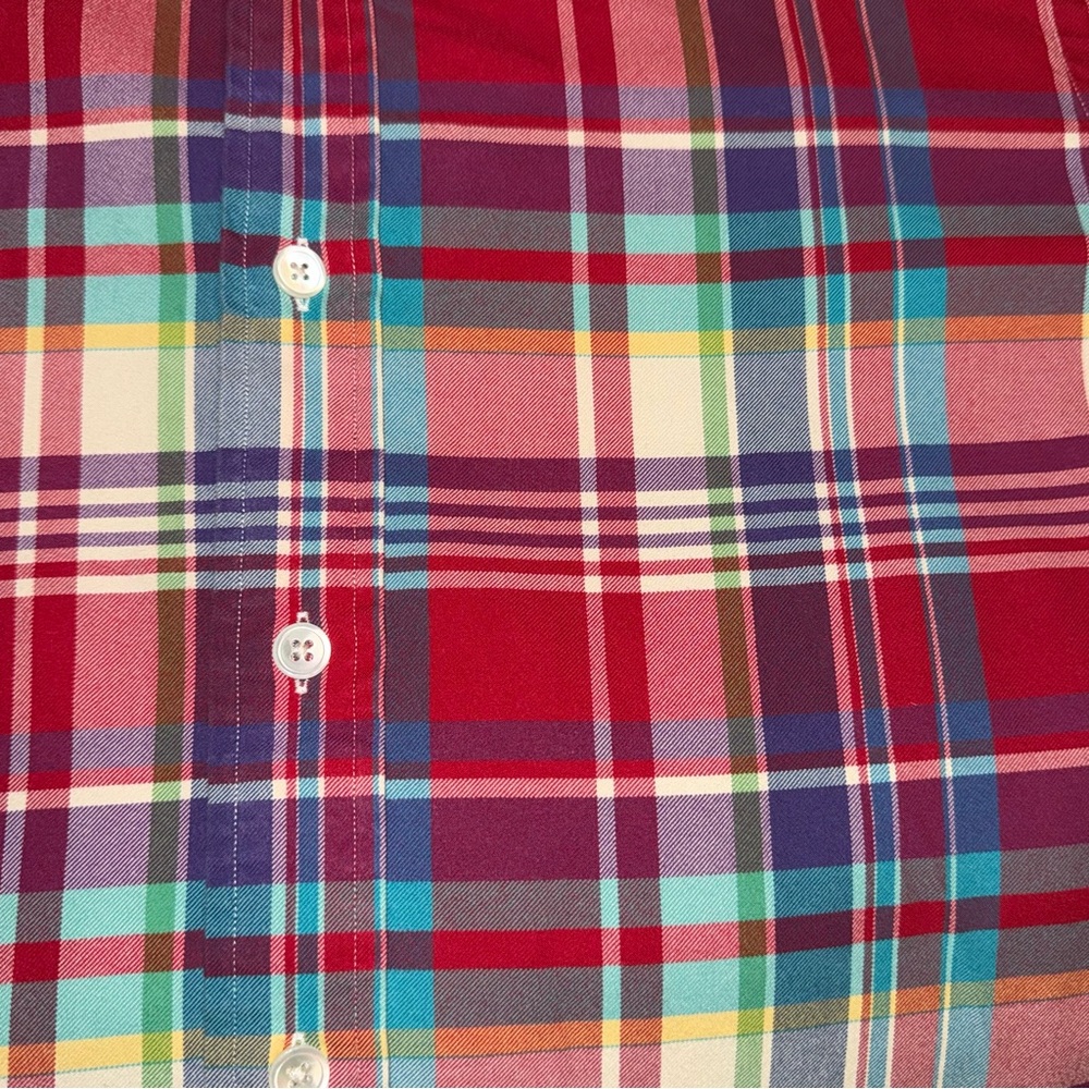 Polo Ralph Lauren red multicolor plaid flannel dress shirt - Picture 4 of 5